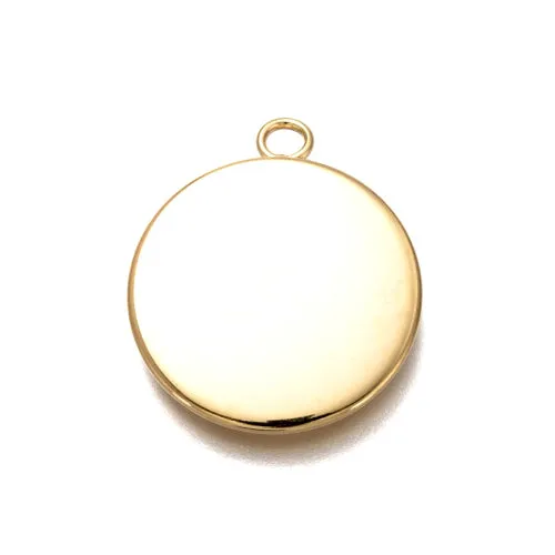 Cabochon Setting, 304 Stainless Steel, Pendant Base, Round, 18K Gold Plated, Bezel Cup, Fits 18mm