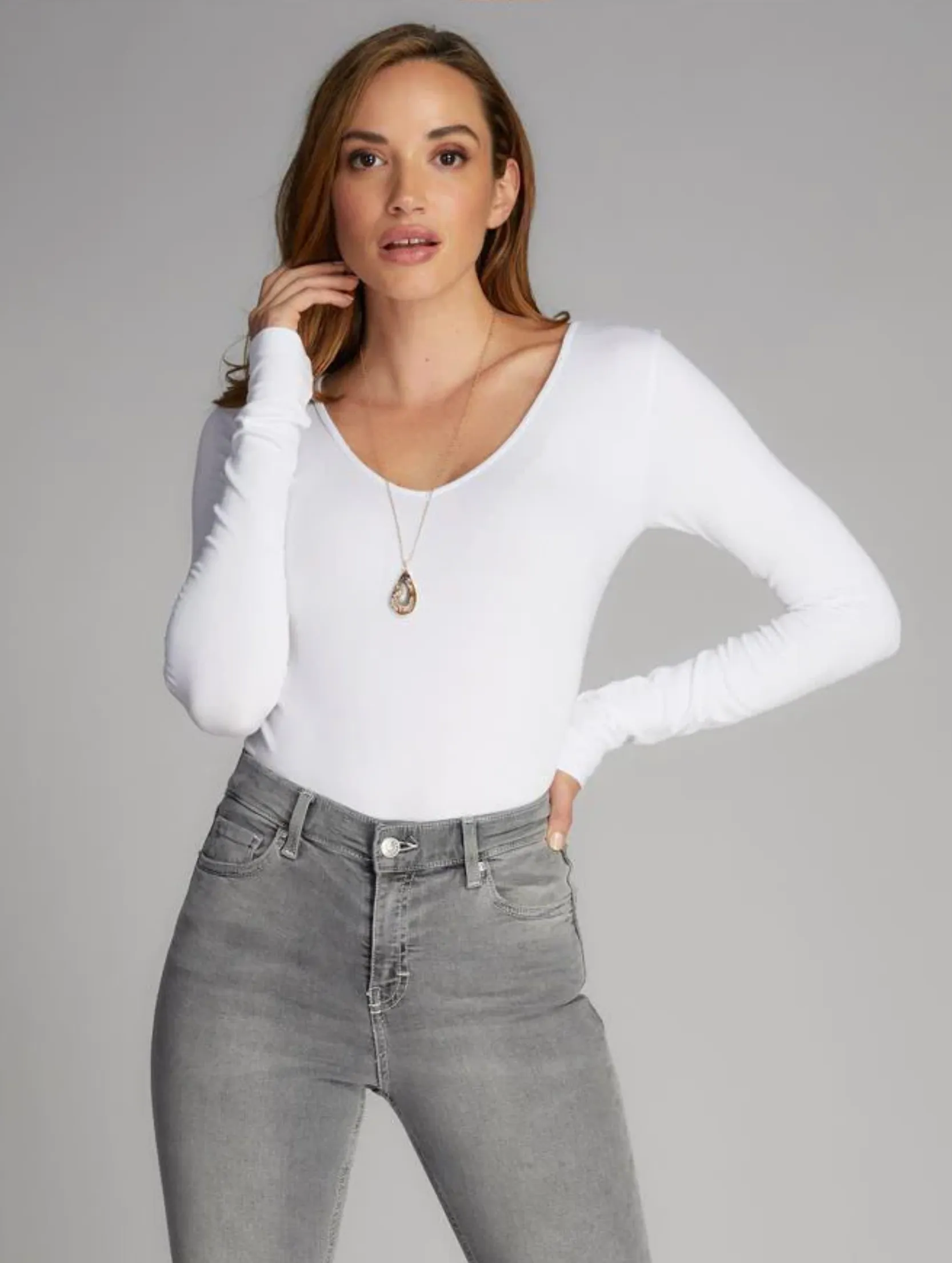 C'est Moi bodysuit, bamboo long sleeve v-neck (3 colors)