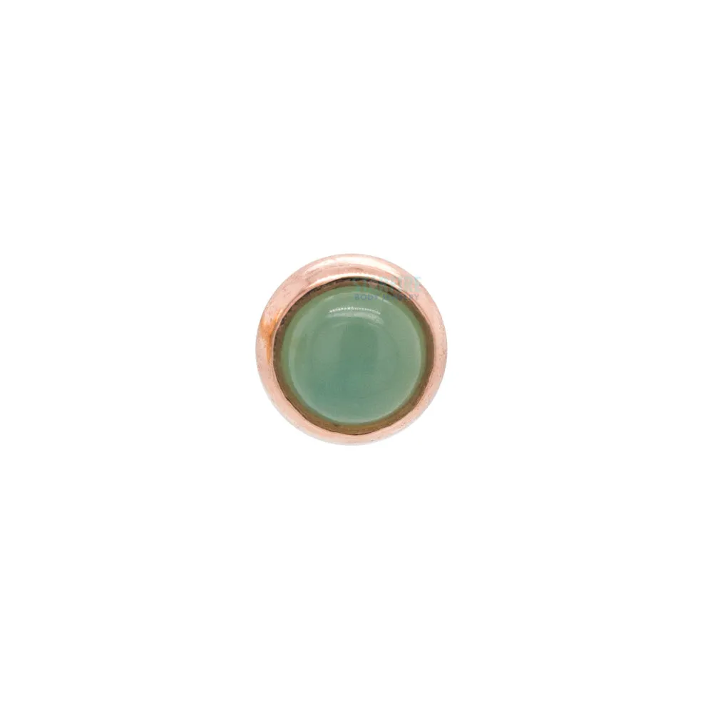 Chrysoprase in Cup Setting Threaded End in Gold