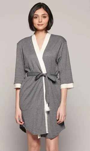 Claudel Lingerie Plain Cotton Blend Kimono