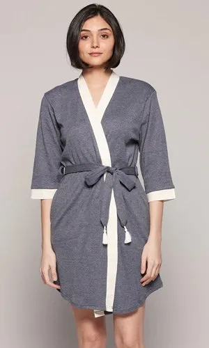 Claudel Lingerie Plain Cotton Blend Kimono