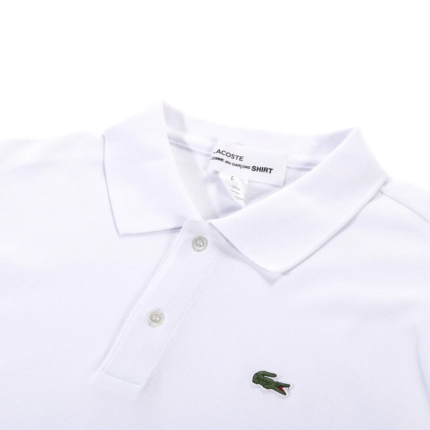 COMME DES GARCONS SHIRT T015 LACOSTE WHITE POLO