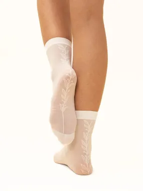 Creamy White Back Vine Sheer Socks