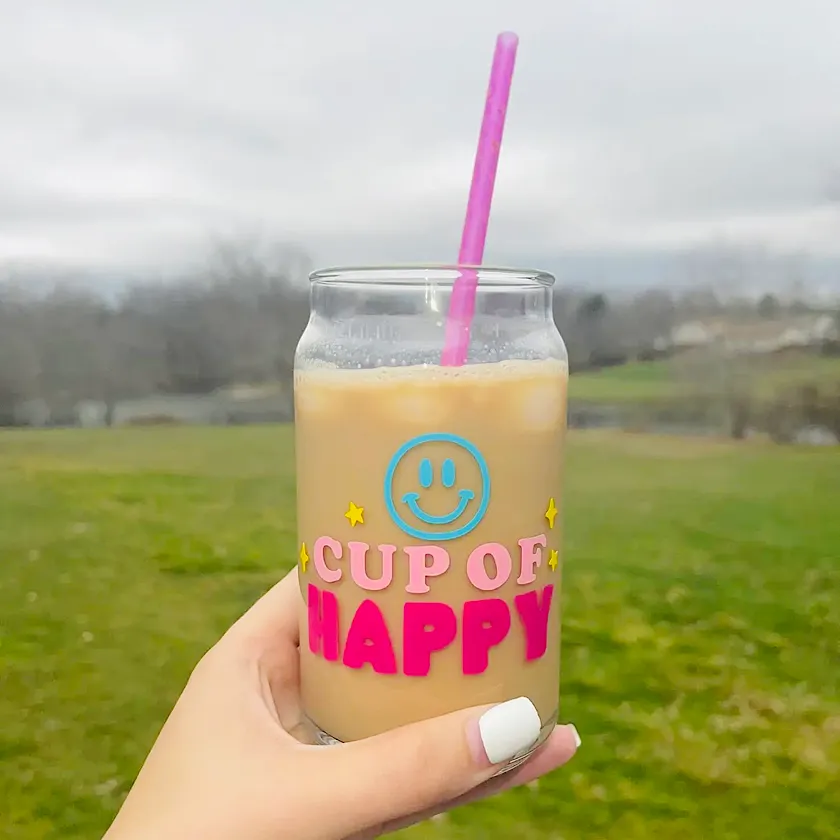 Cup Of Happy Glass Cup