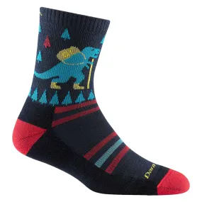 Darn Tough Kids Ty-Ranger-Saurus Micro Crew Lightweight Hiking Sock- Eclipse