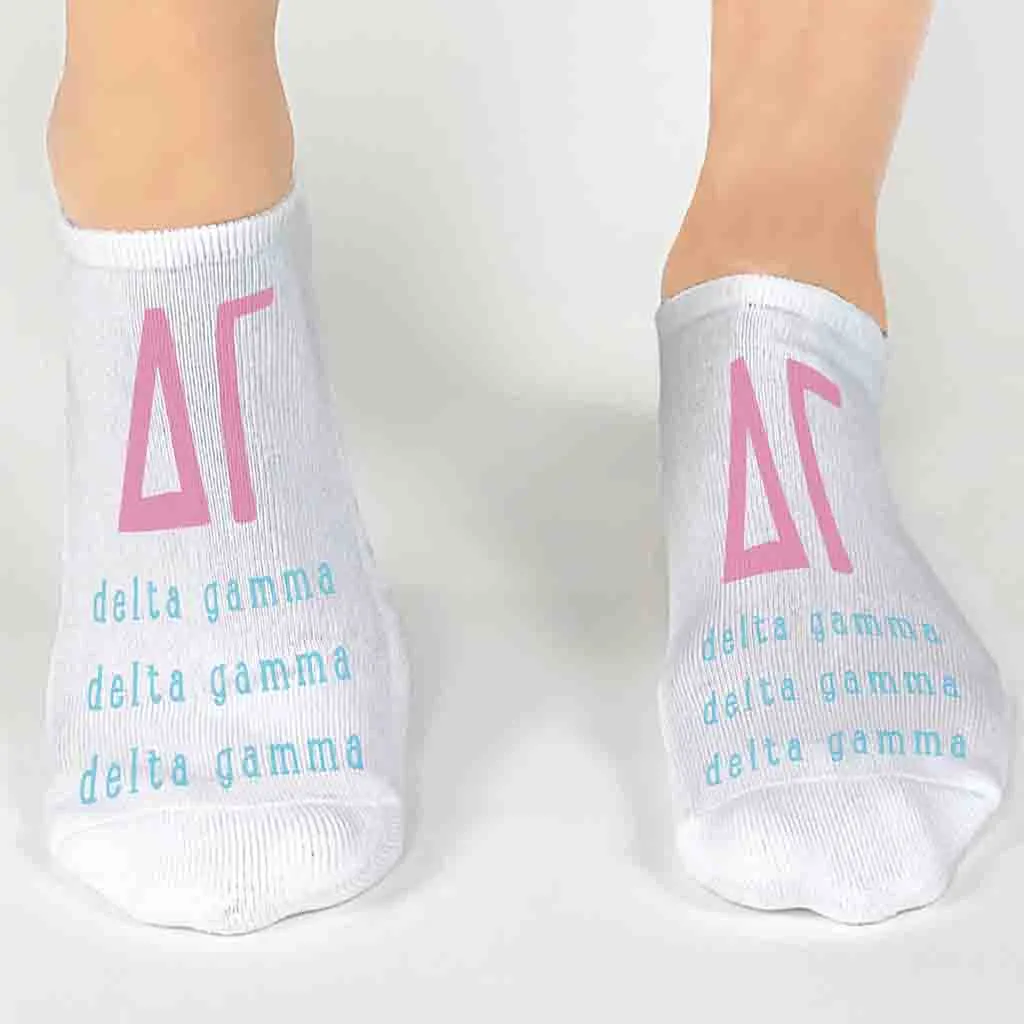 Delta Gamma No Show Socks with Large Greek Letters