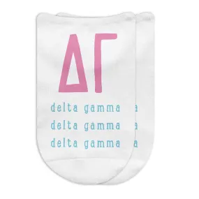 Delta Gamma No Show Socks with Large Greek Letters