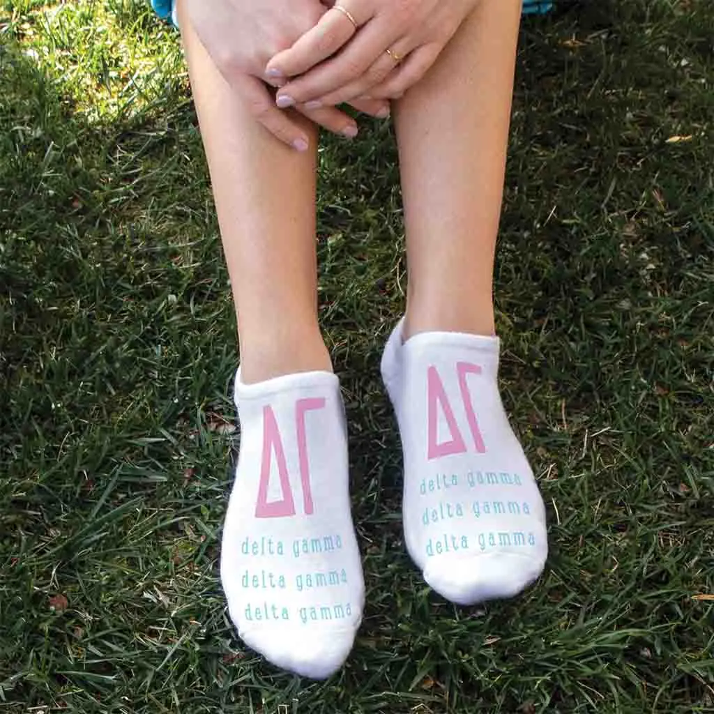 Delta Gamma No Show Socks with Large Greek Letters