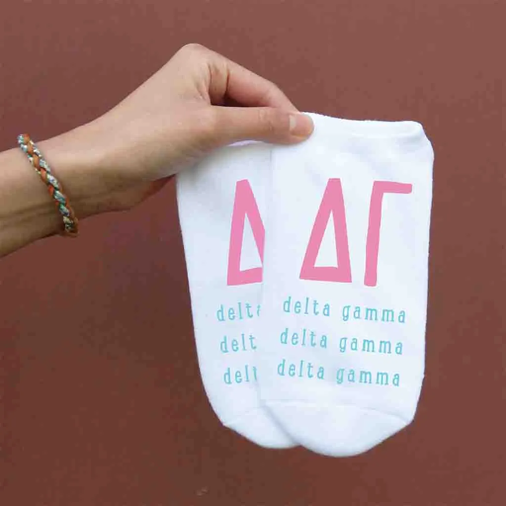 Delta Gamma No Show Socks with Large Greek Letters