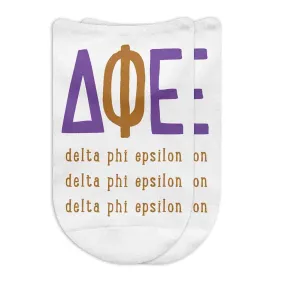 Delta Phi Epsilon No Show Socks with Large Greek Letters - Shop Now