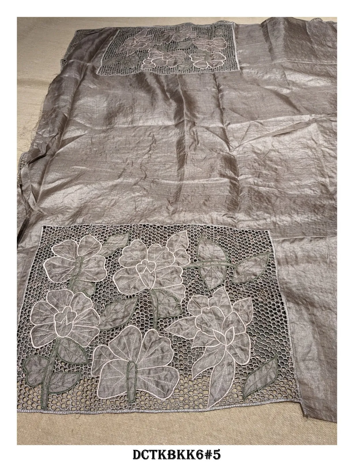 Desi Tussar Silk Saree with Stunning Cutwork Design on Blouse Piece