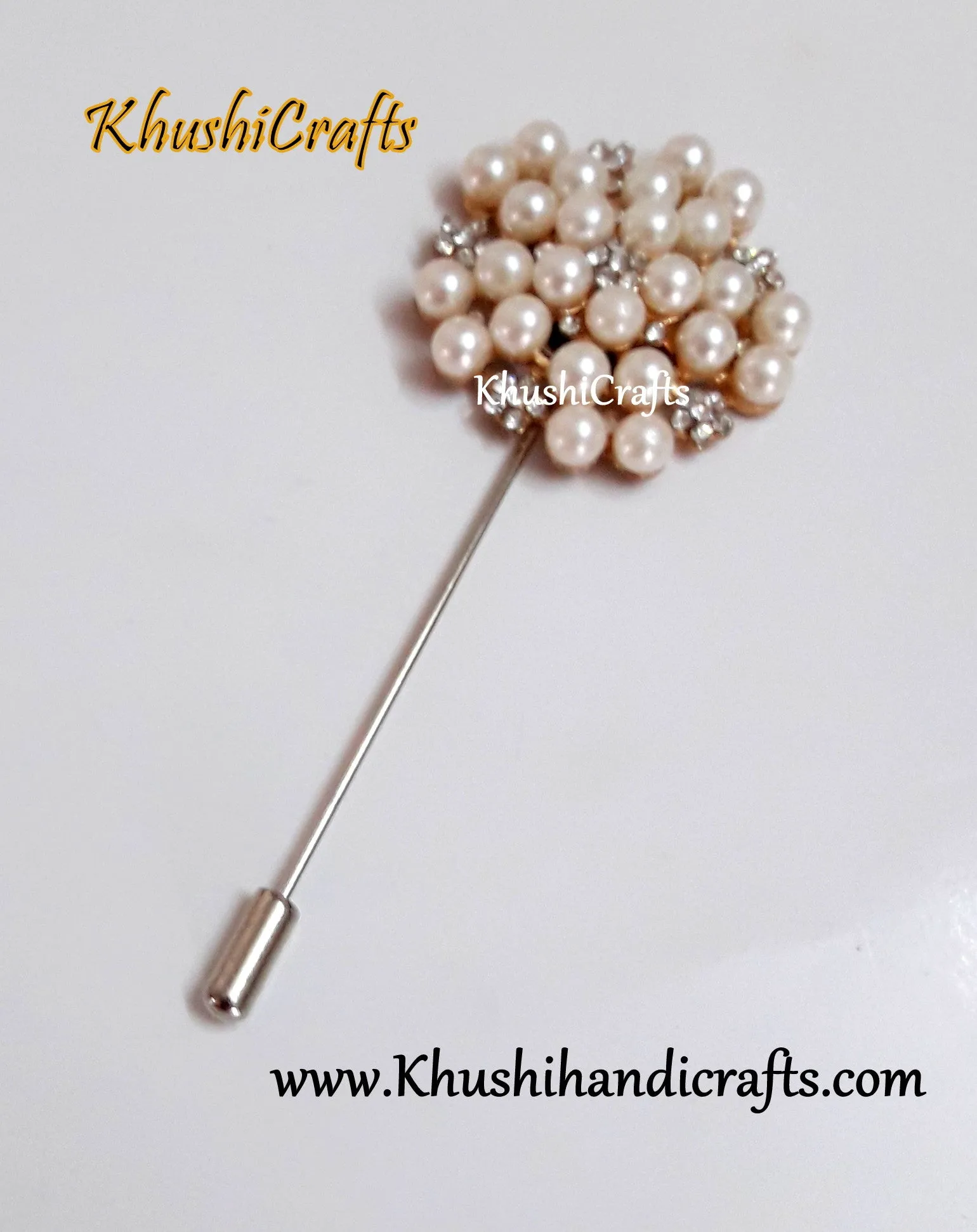 Designer Pearl and Rhinestone Saree Brooch