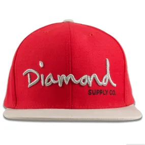 Diamond Supply Co Red on Gray Snapback Hat