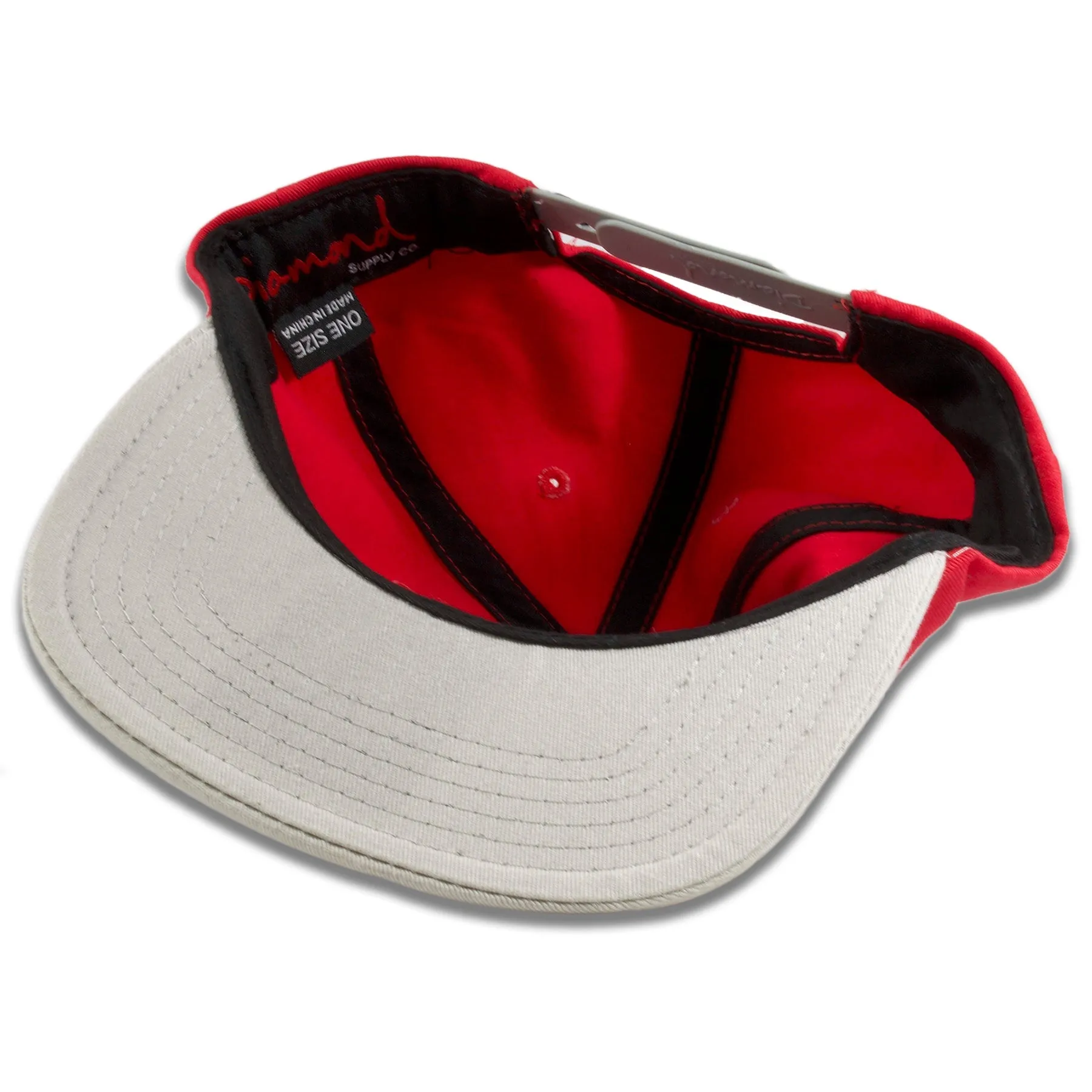 Diamond Supply Co Red on Gray Snapback Hat