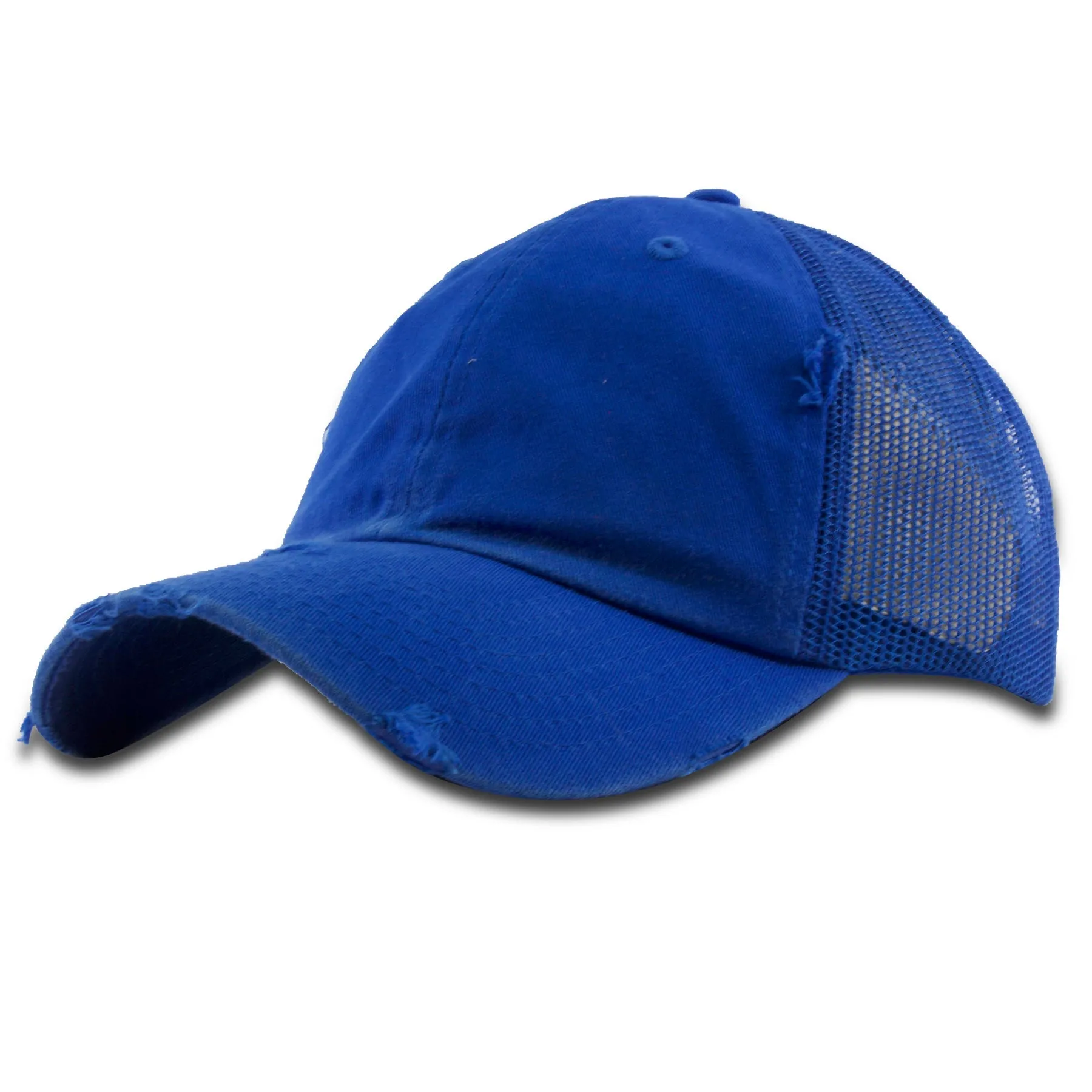 Distressed Mesh-Back Royal Blue Dad Hat with Tucker Snapback - Shop Now