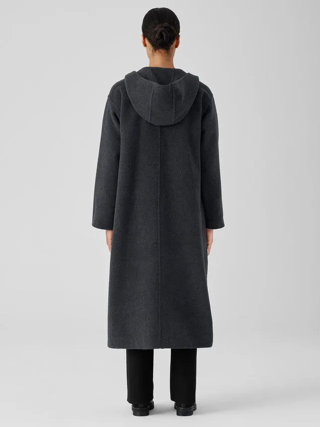 Double-face wool cloud hooded coat