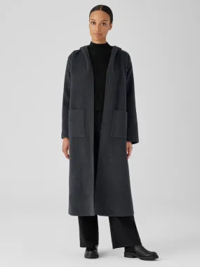 Double-face wool cloud hooded coat