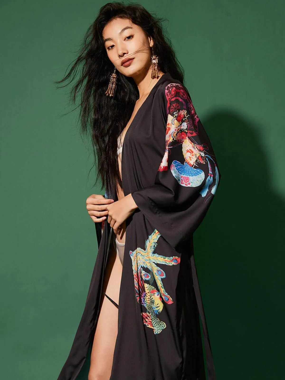 Dragon Phoenix Kimono Robe - Traditional Asian Inspired Dress for Men and Women, Perfect for Weddings and Special Occasions.