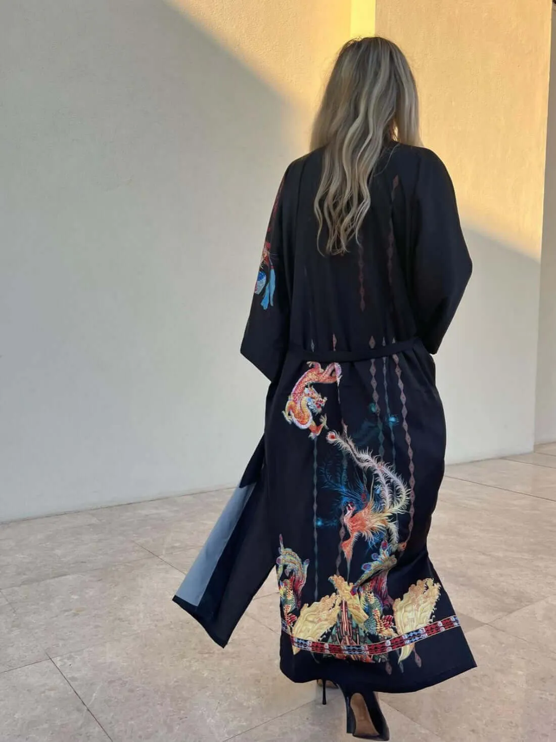 Dragon Phoenix Kimono Robe - Traditional Asian Inspired Dress for Men and Women, Perfect for Weddings and Special Occasions.