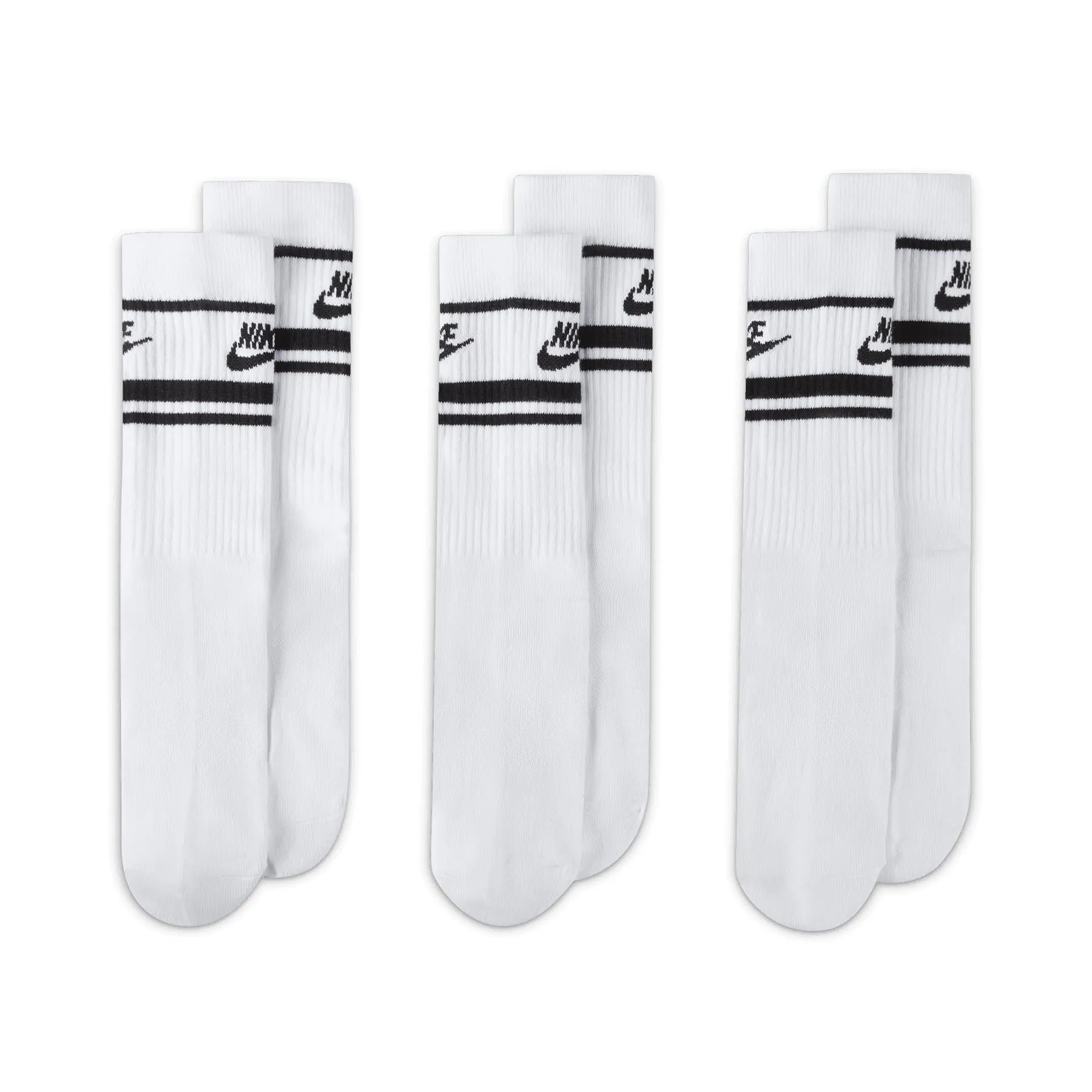 Dri-FIT Everyday Essential Crew Socks Three Pack White/Black.