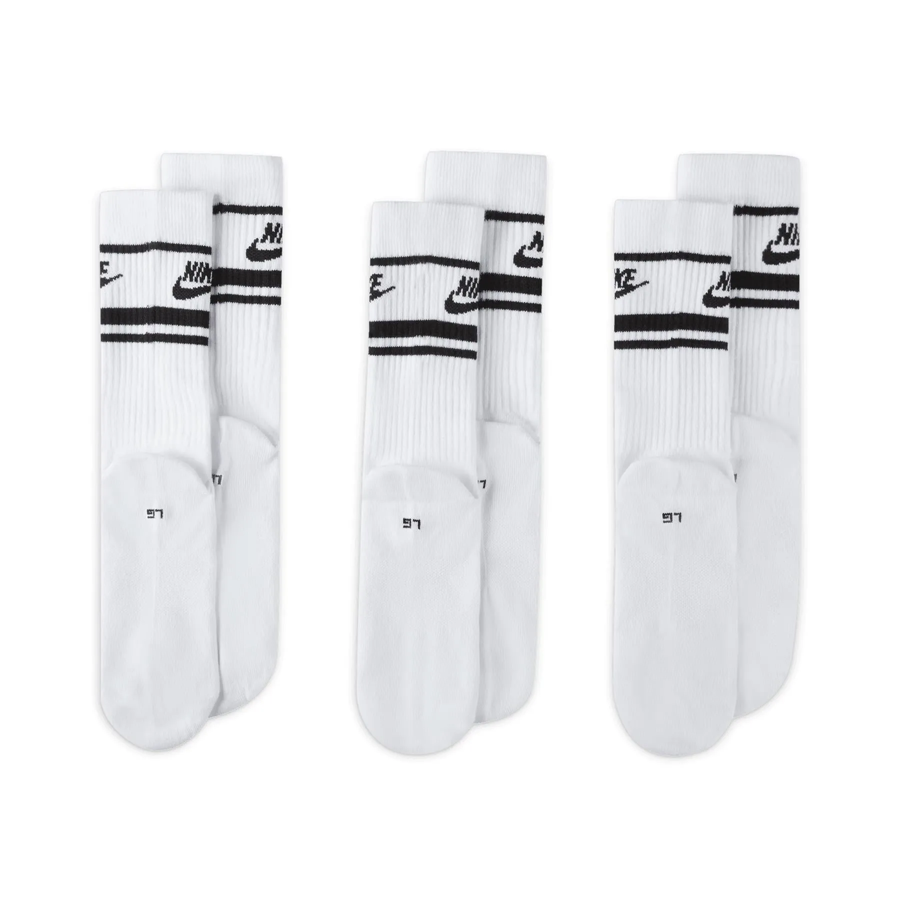 Dri-FIT Everyday Essential Crew Socks Three Pack White/Black.