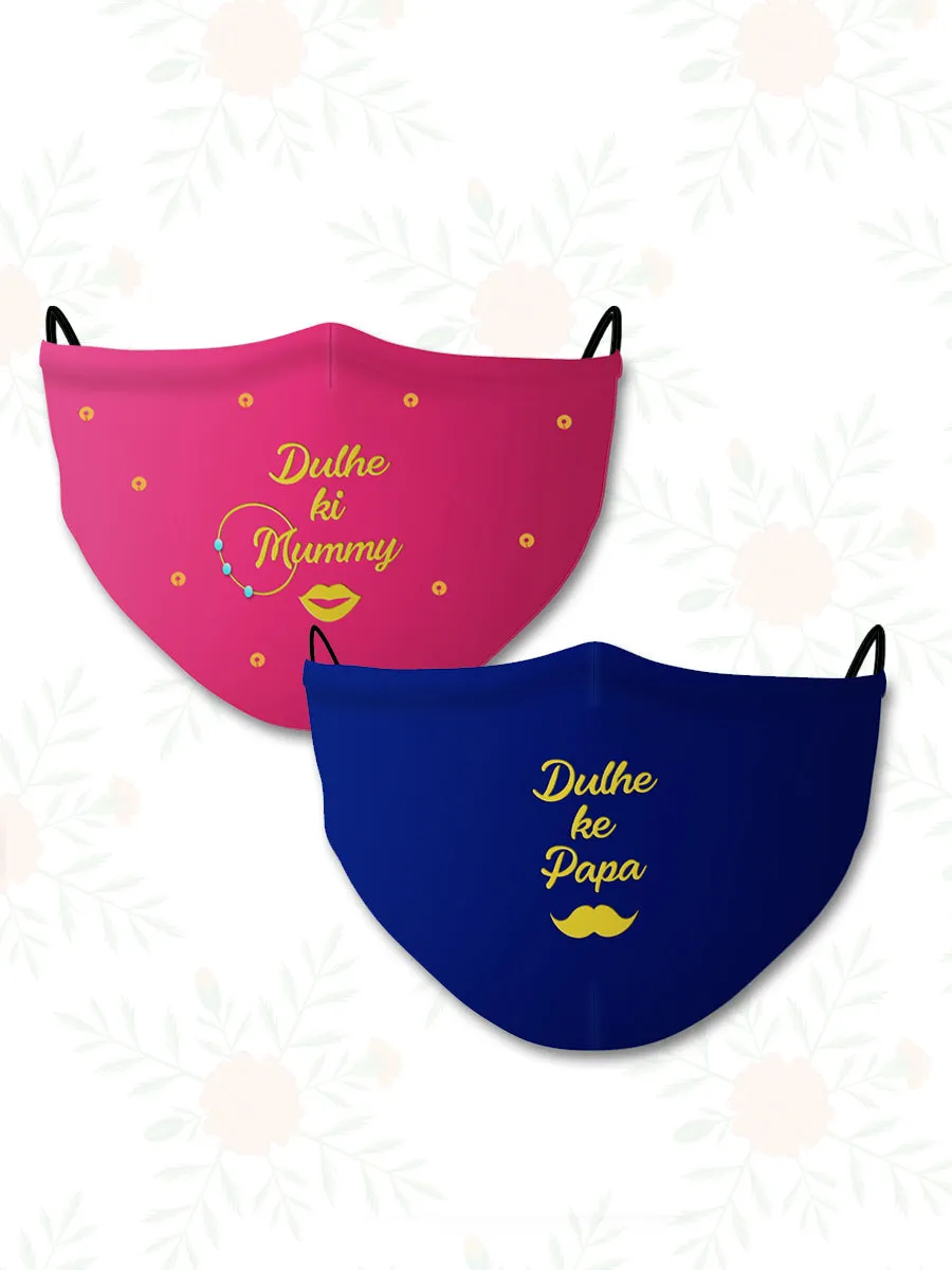 Dulhe ke Papa + Mummy (Set of 2) Wedding Face Mask