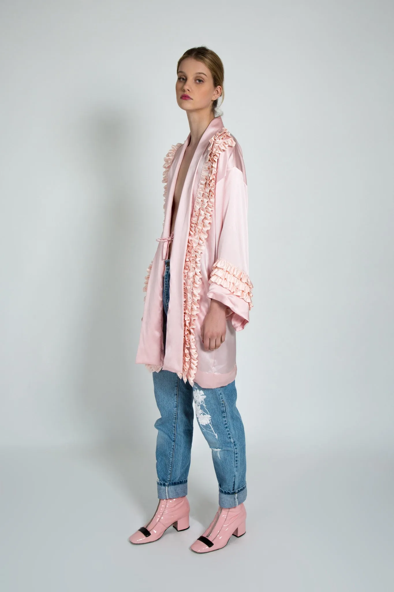 Eberta Kimono with Ruffle Trim