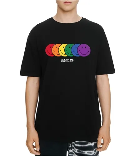 Elevenparis Mens Rainbow Smiley Graphic T-Shirt