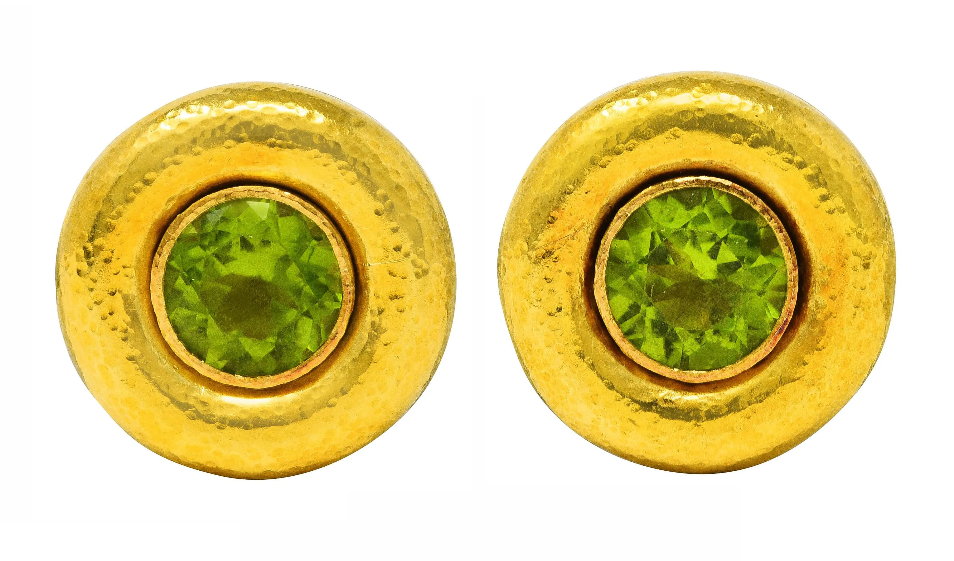 Elizabeth Locke Vintage Peridot 18 Karat Yellow Gold Earrings