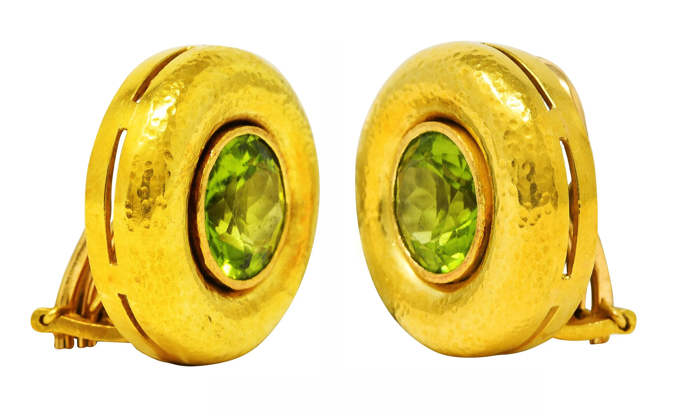 Elizabeth Locke Vintage Peridot 18 Karat Yellow Gold Earrings