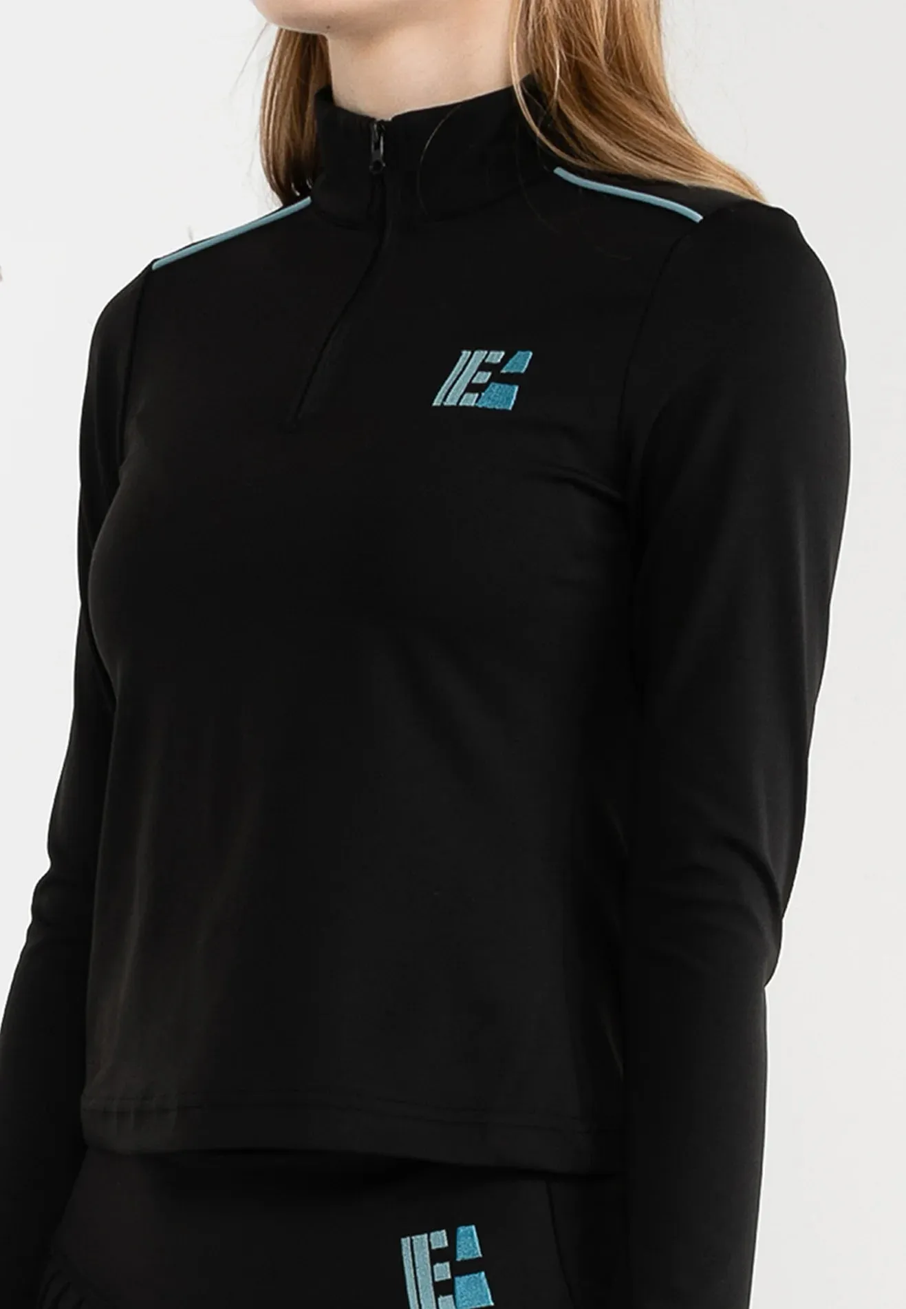 ELLE Active High Neck Running Ribbed Half Zip Top