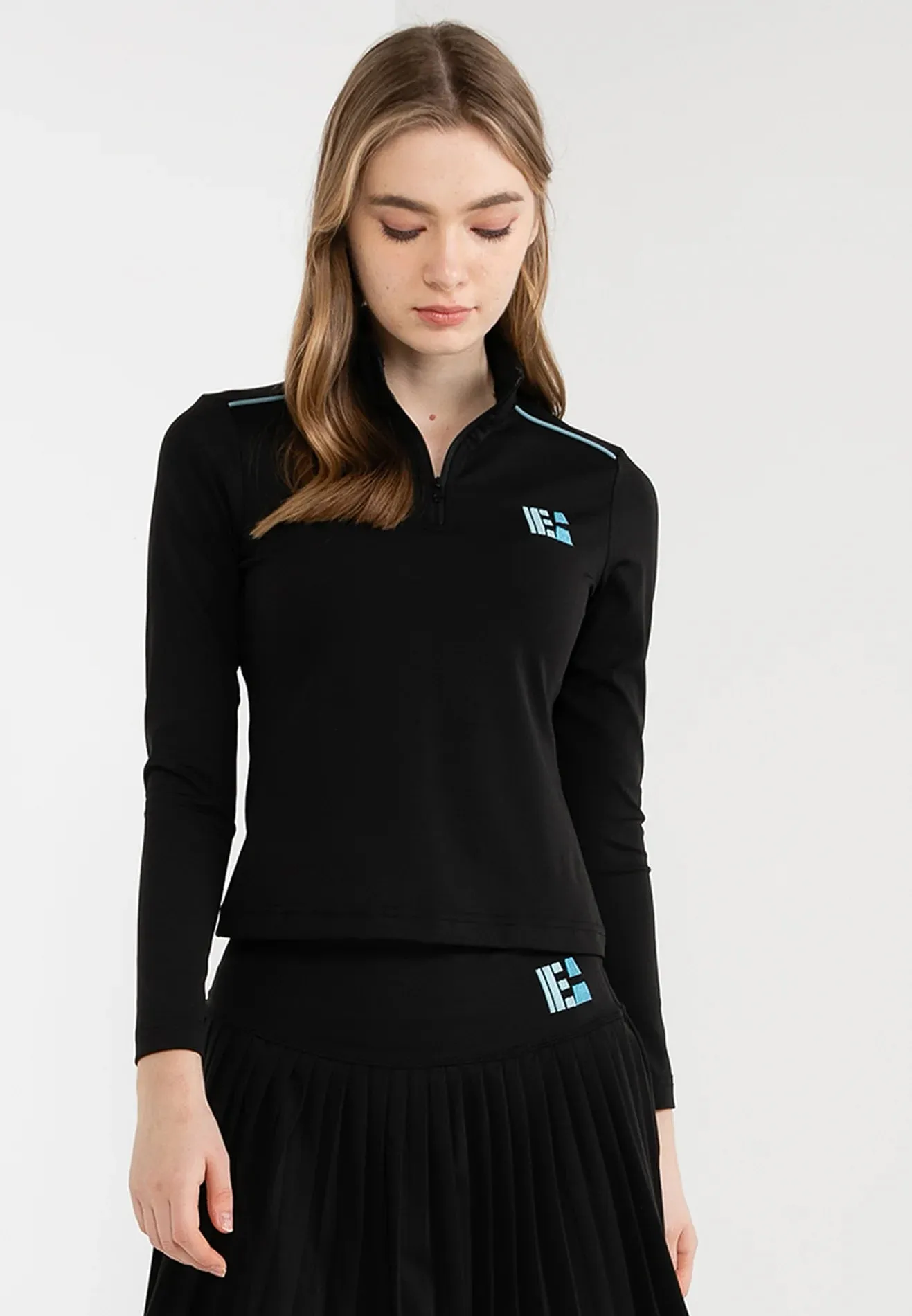 ELLE Active High Neck Running Ribbed Half Zip Top