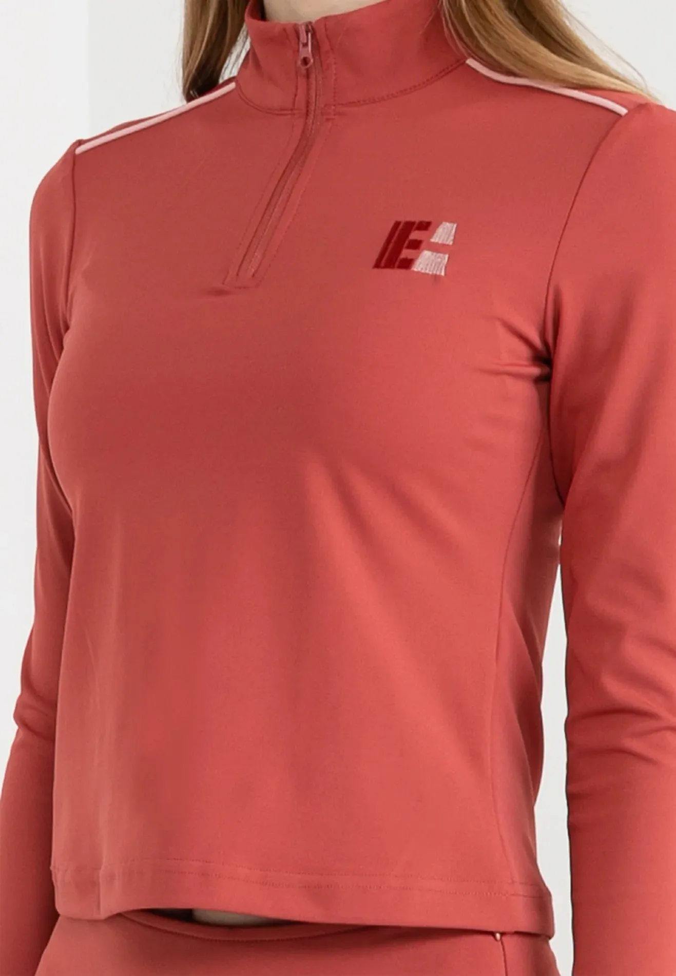 ELLE Active High Neck Running Ribbed Half Zip Top