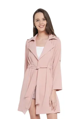 ELLE Apparel Lapel Collar Belted Trench Coat