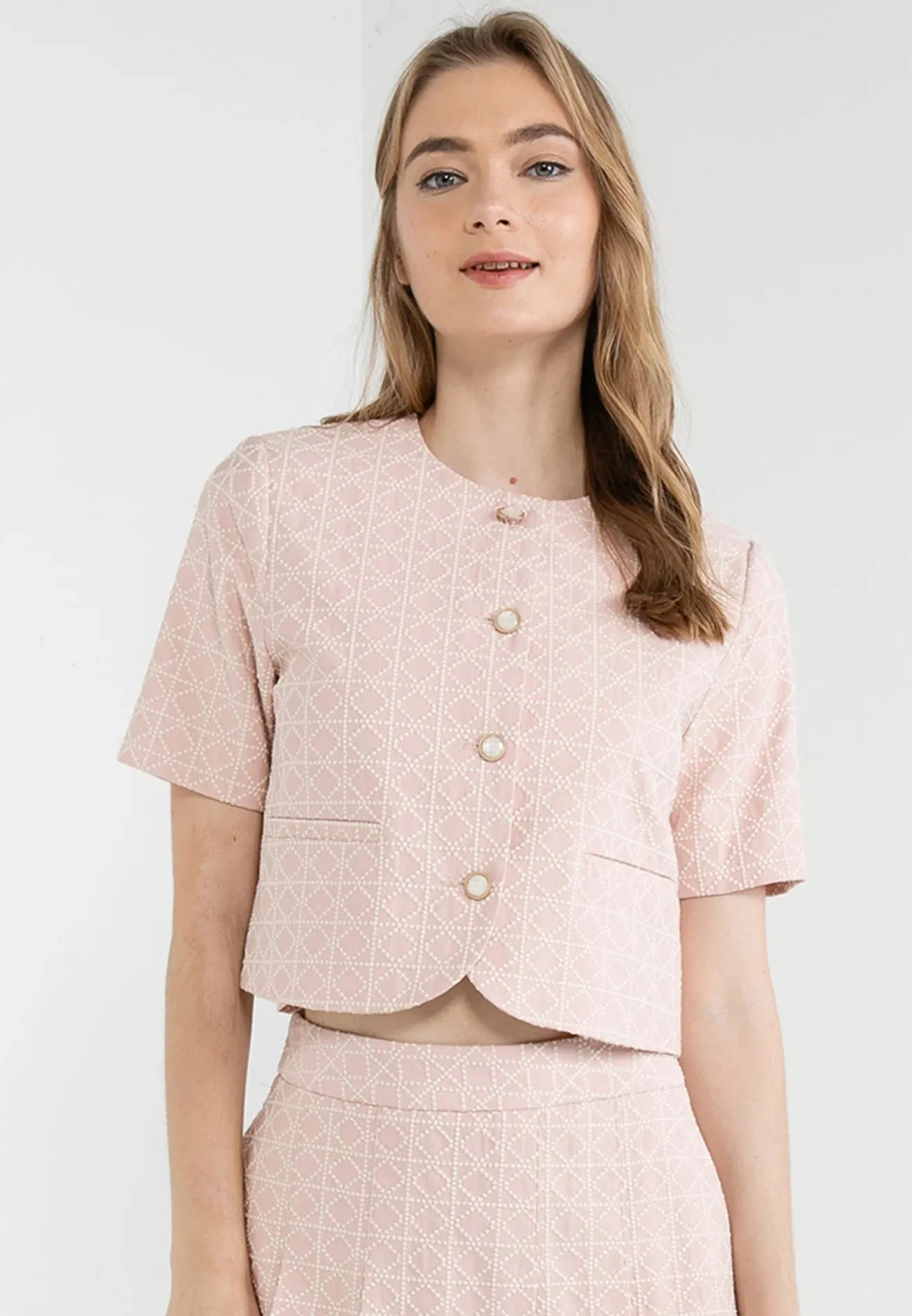 ELLE Apparel Vintage Embroidered Button-Up Top