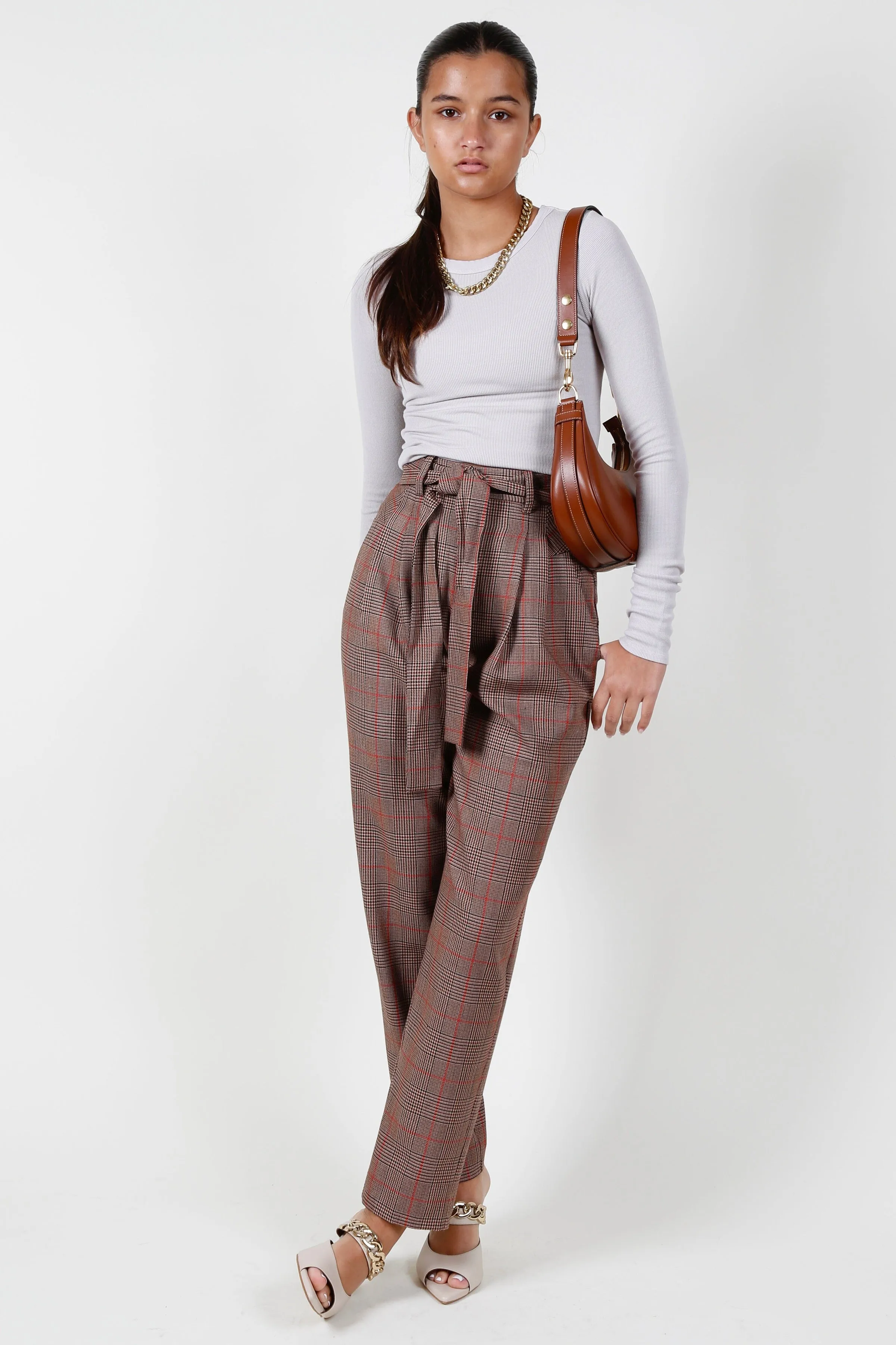 EQUIPMENT | Saree High Rise Tapered Trousers - Plaid