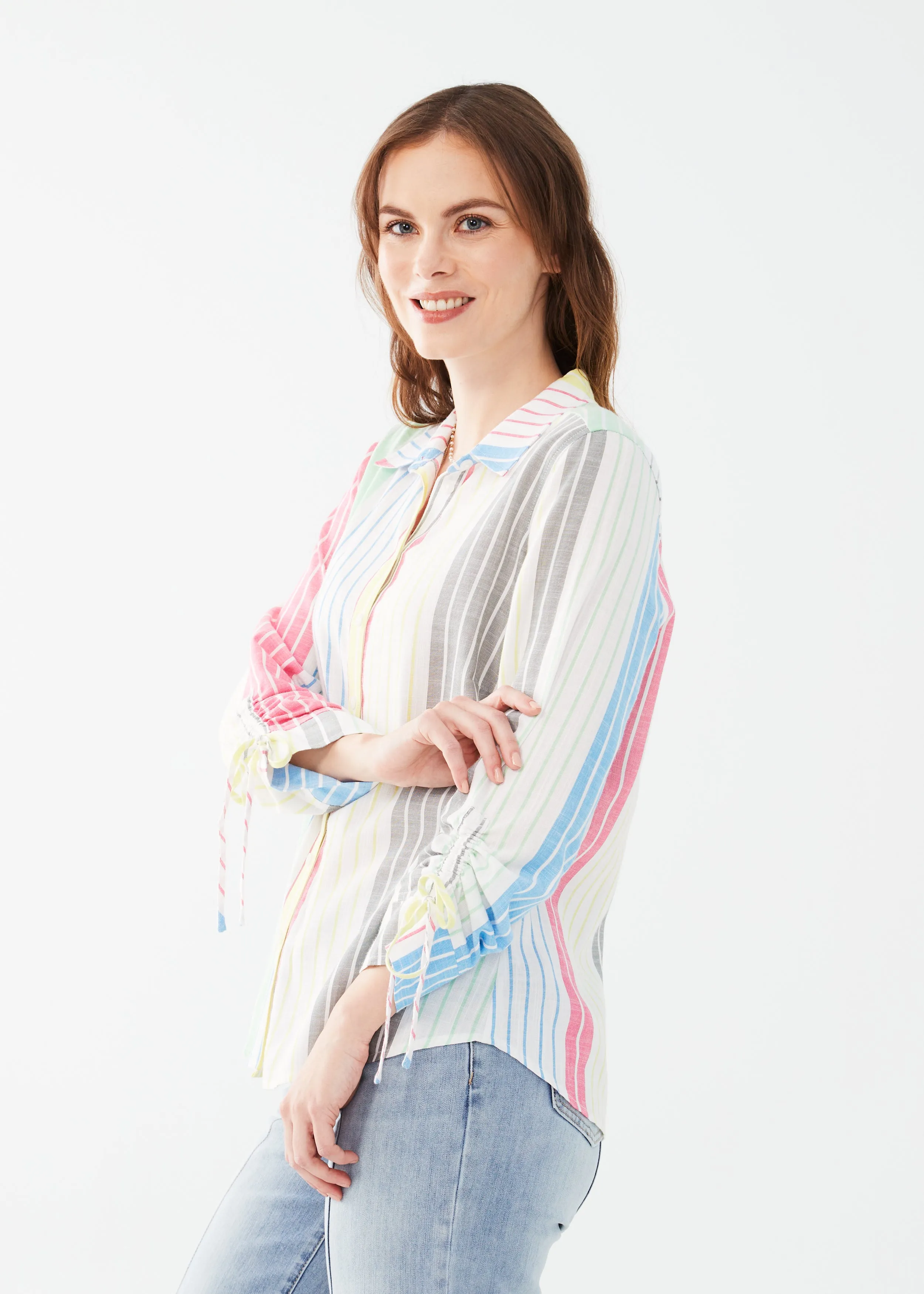 FDJ shirt 7332715, rainbow stripe viscose