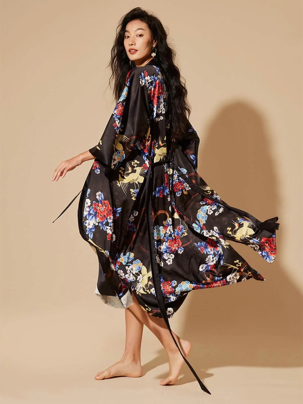 Floral Dragon Kimono Robe