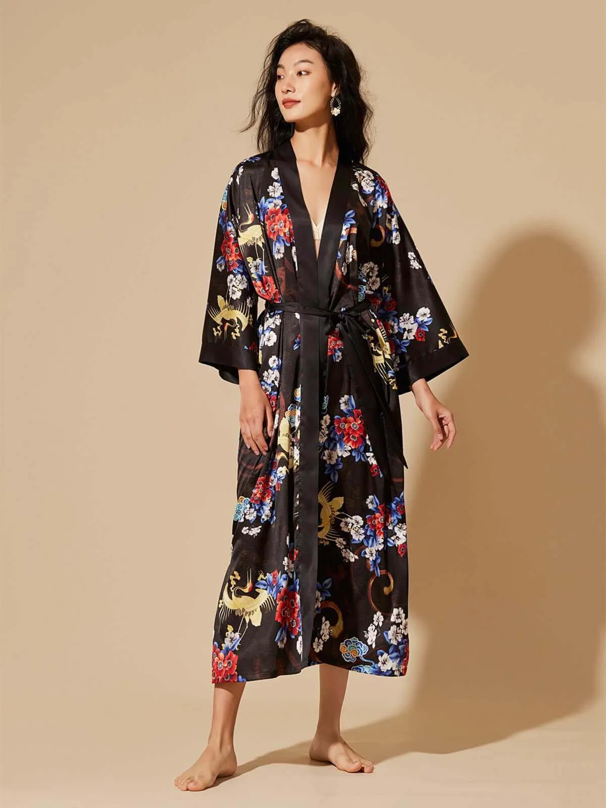 Floral Dragon Kimono Robe