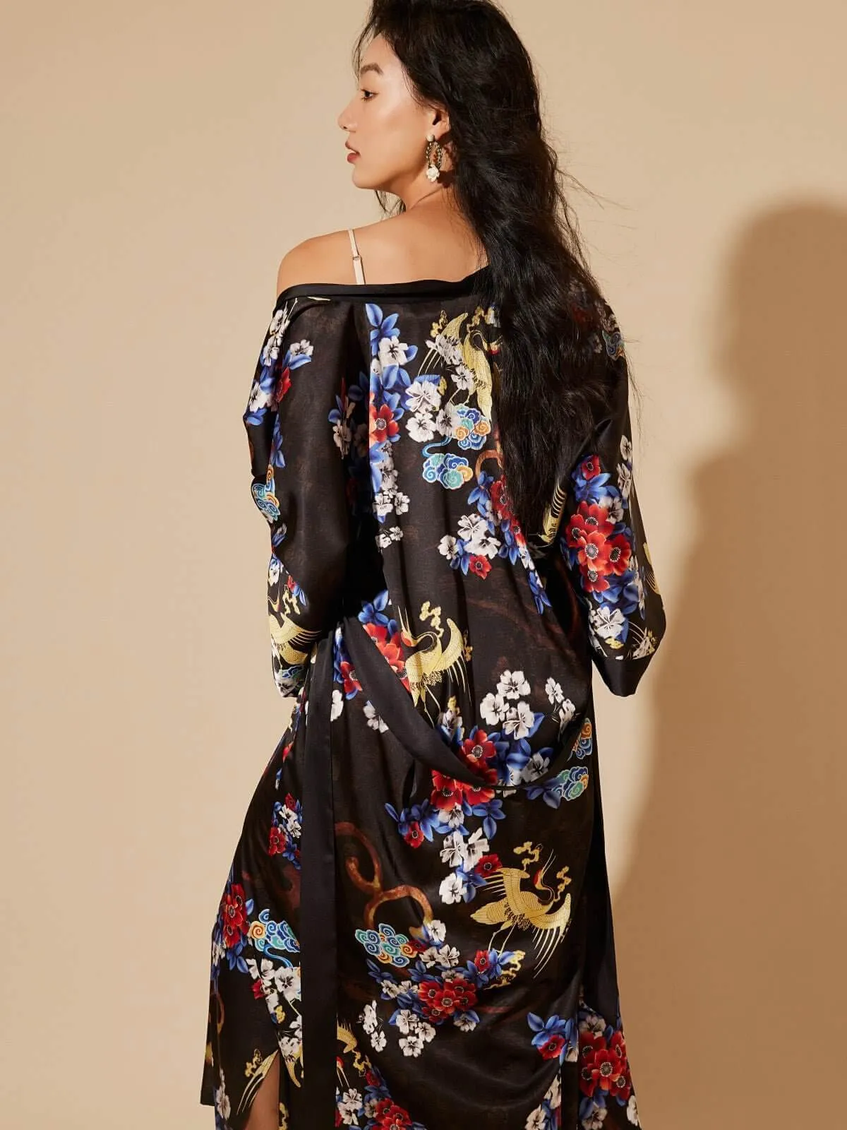 Floral Dragon Kimono Robe