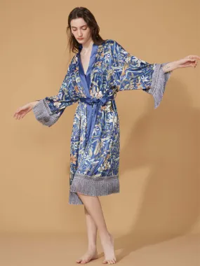 Floral Kimono Robe with Tassels