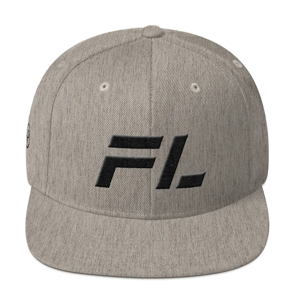 Florida flat brim hat with black embroidery, available in various hat colors - Shop now.