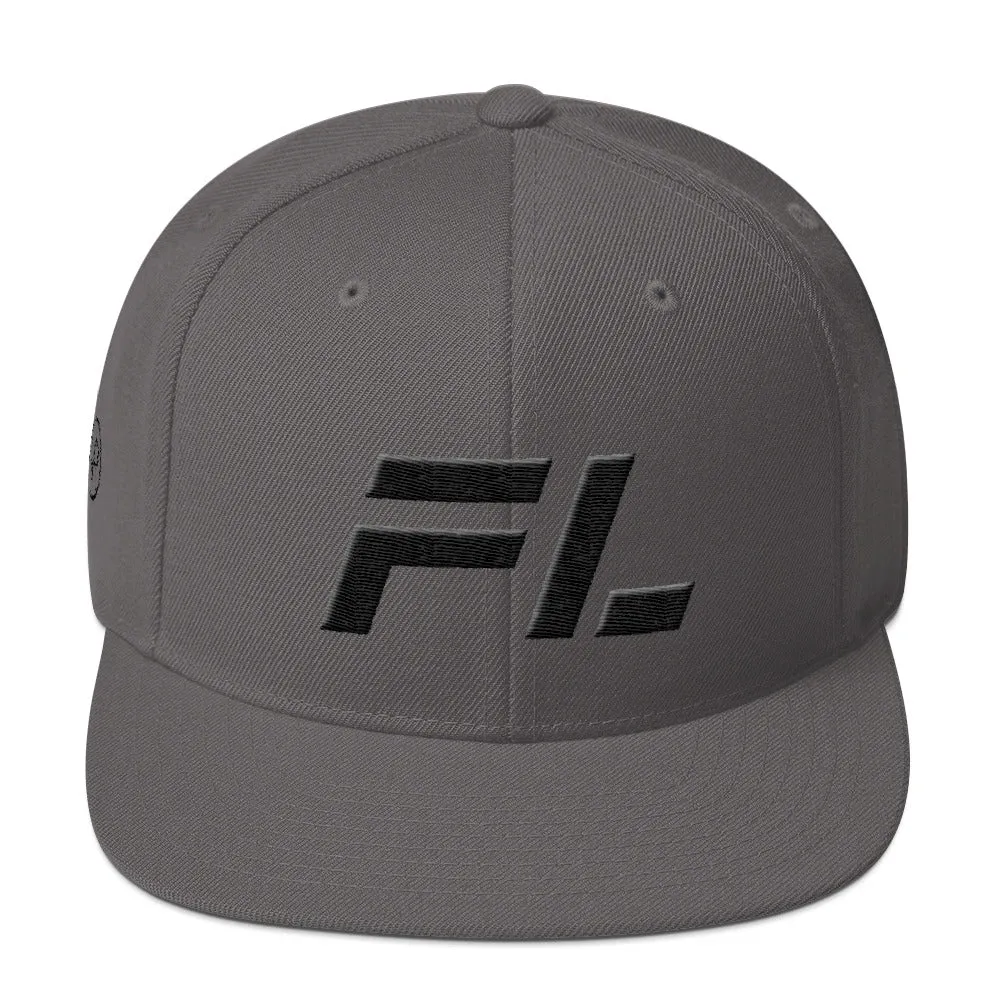 Florida flat brim hat with black embroidery, available in various hat colors - Shop now.