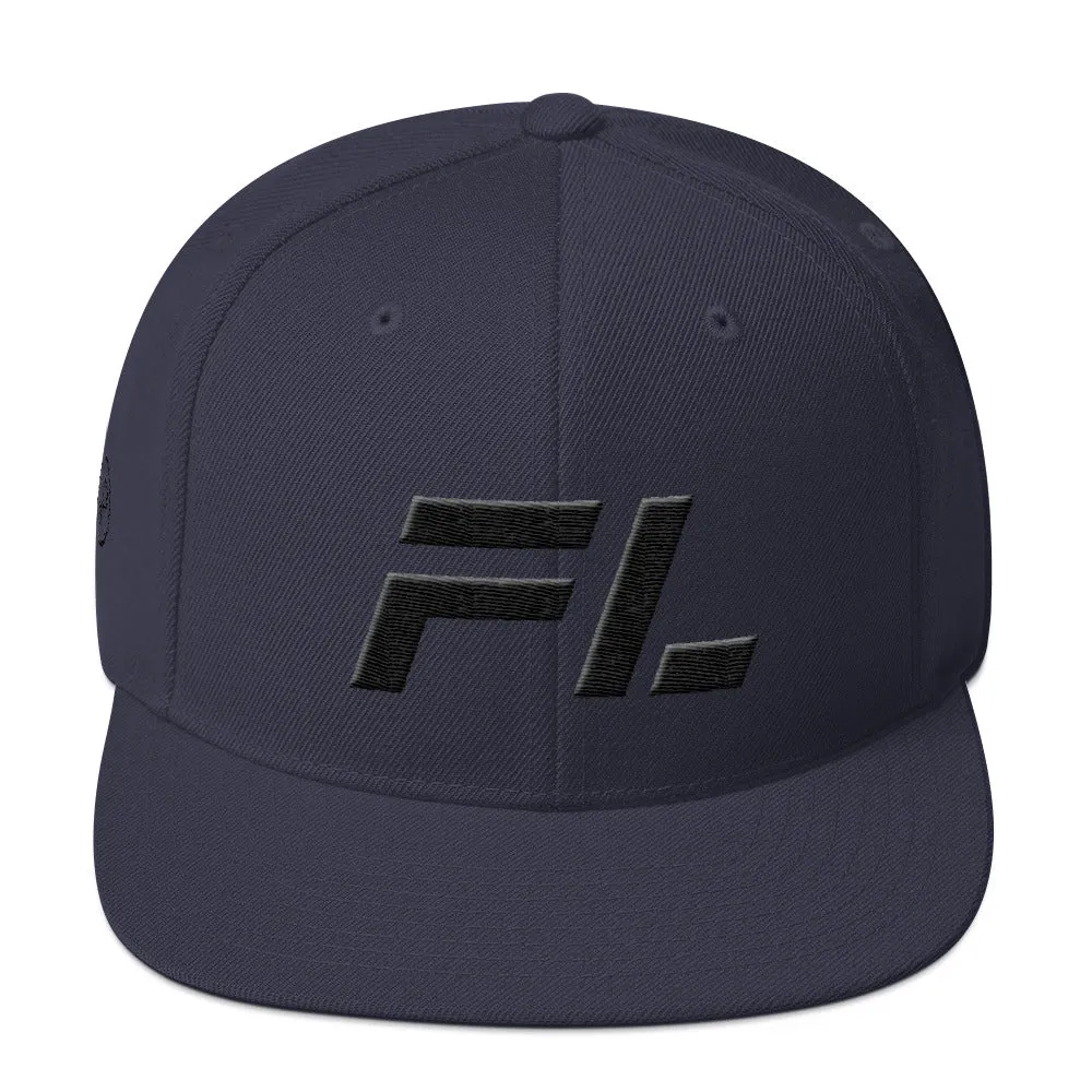 Florida flat brim hat with black embroidery, available in various hat colors - Shop now.