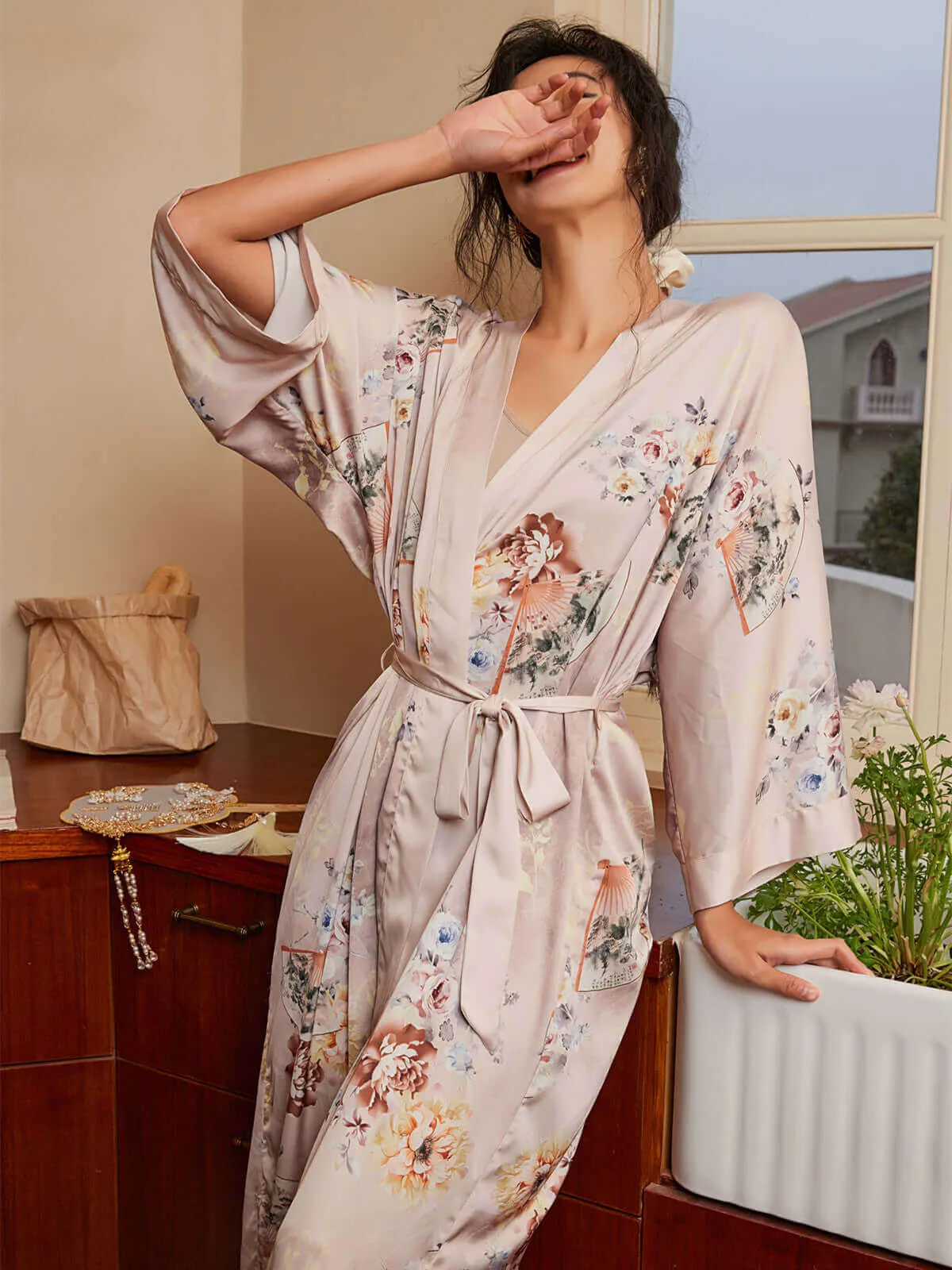 Folding Fan Kimono Robe can be rewritten as Foldable Fan Kimono Dress