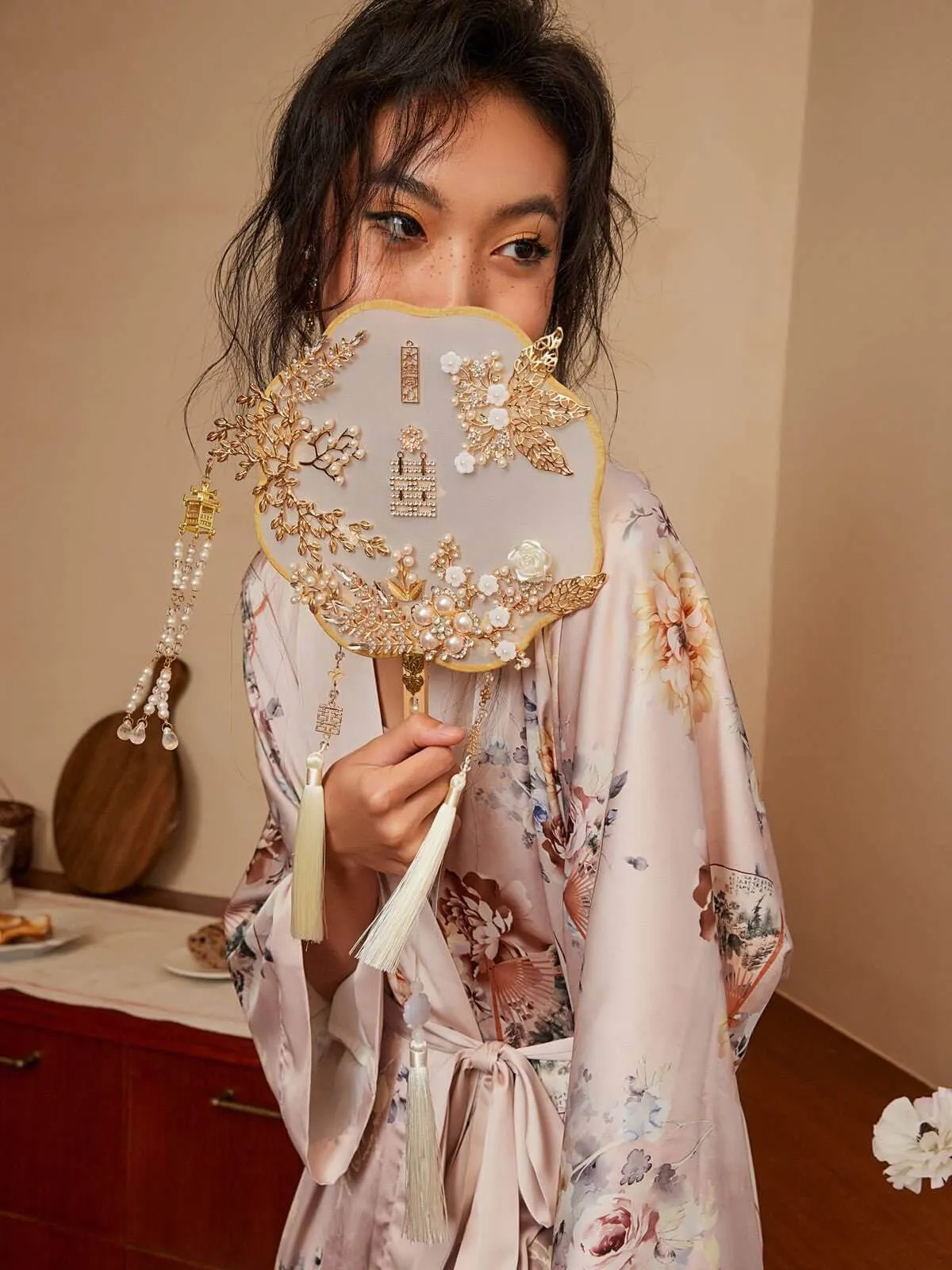 Folding Fan Kimono Robe can be rewritten as Foldable Fan Kimono Dress