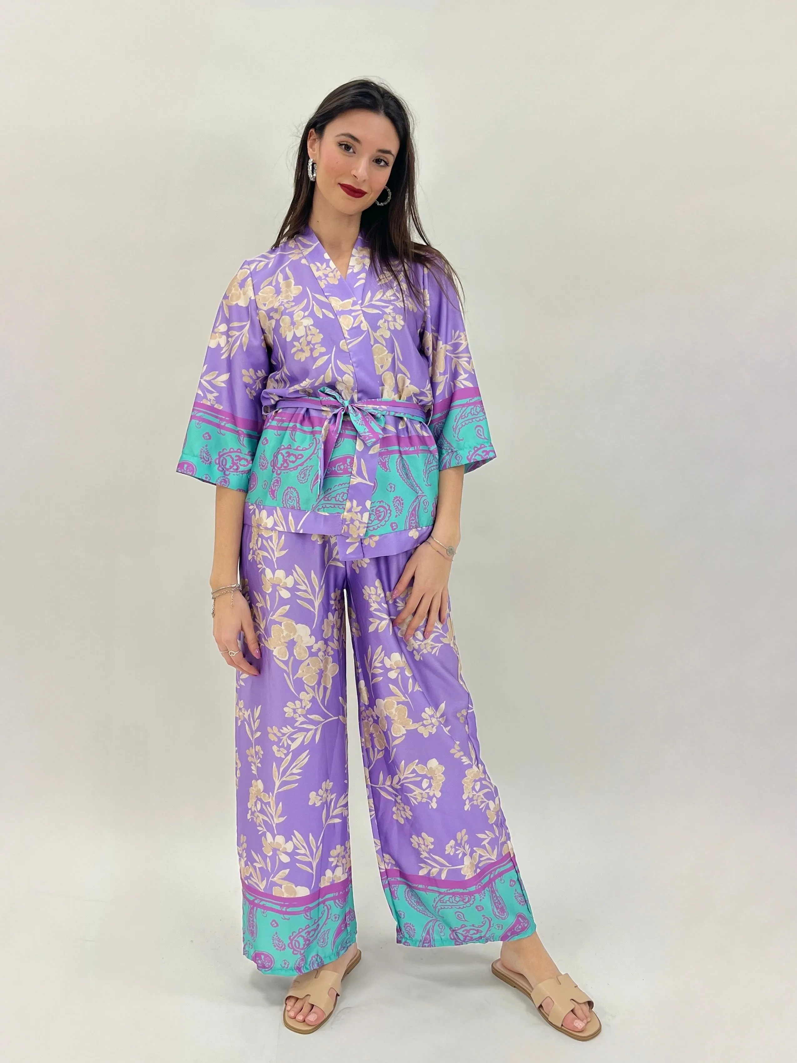 Full-length kimono pants