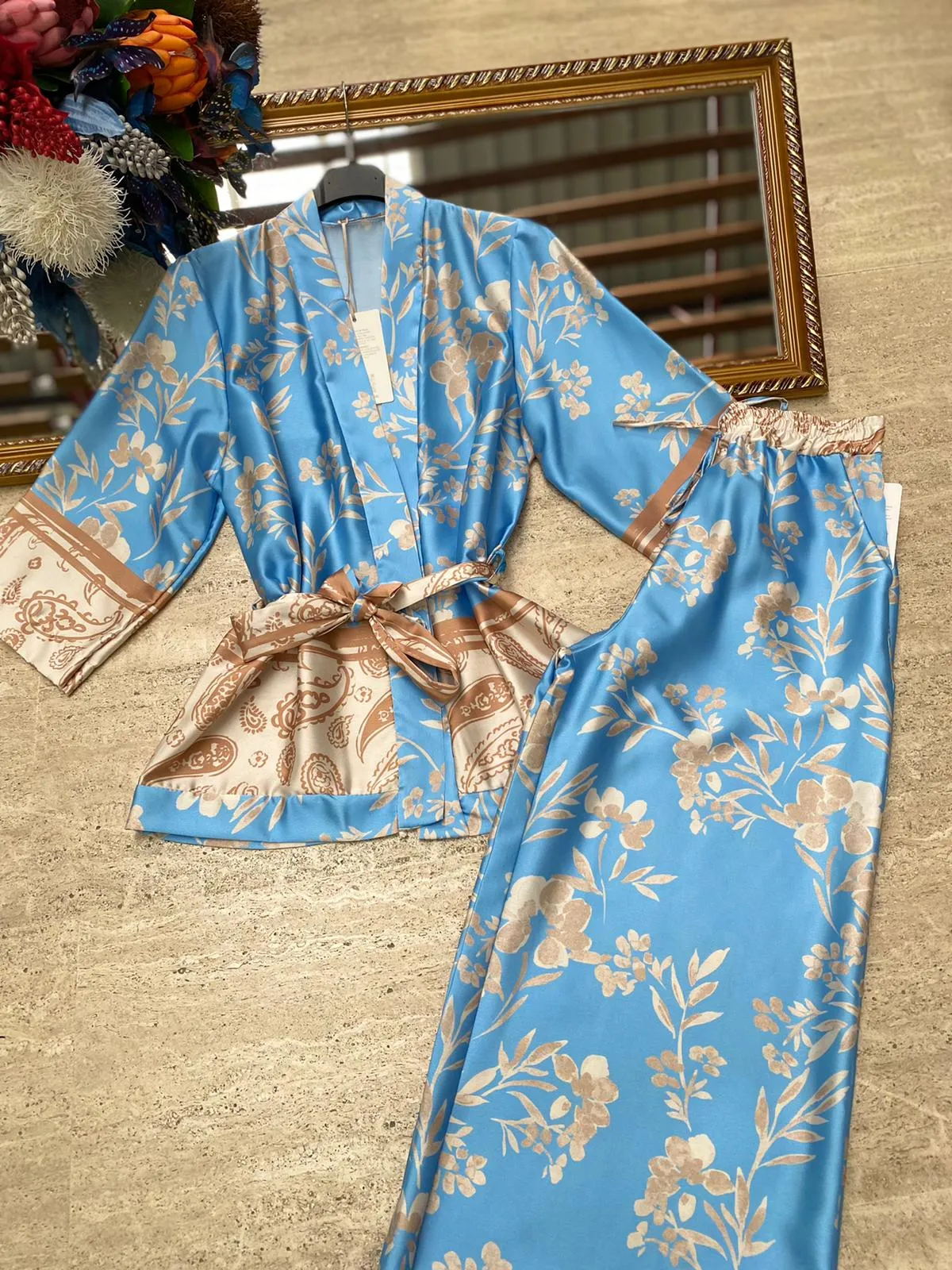 Full-length kimono pants