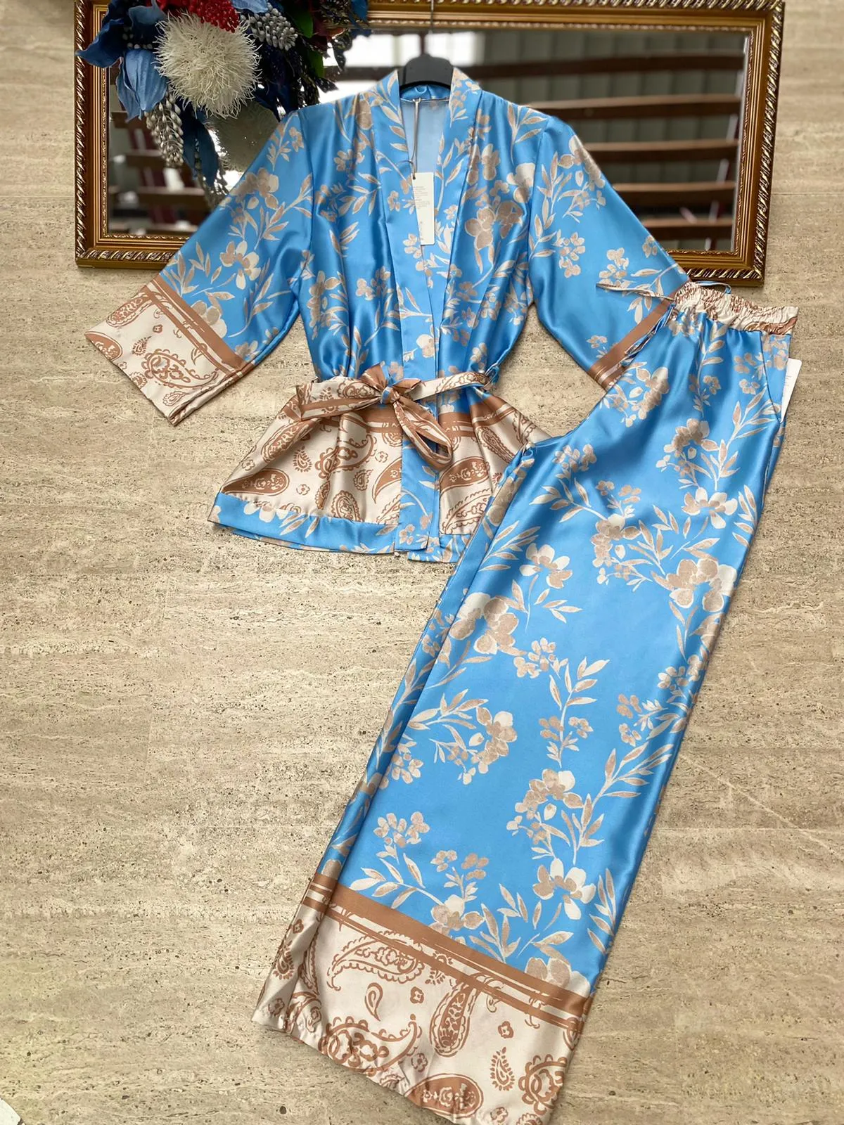 Full-length kimono pants