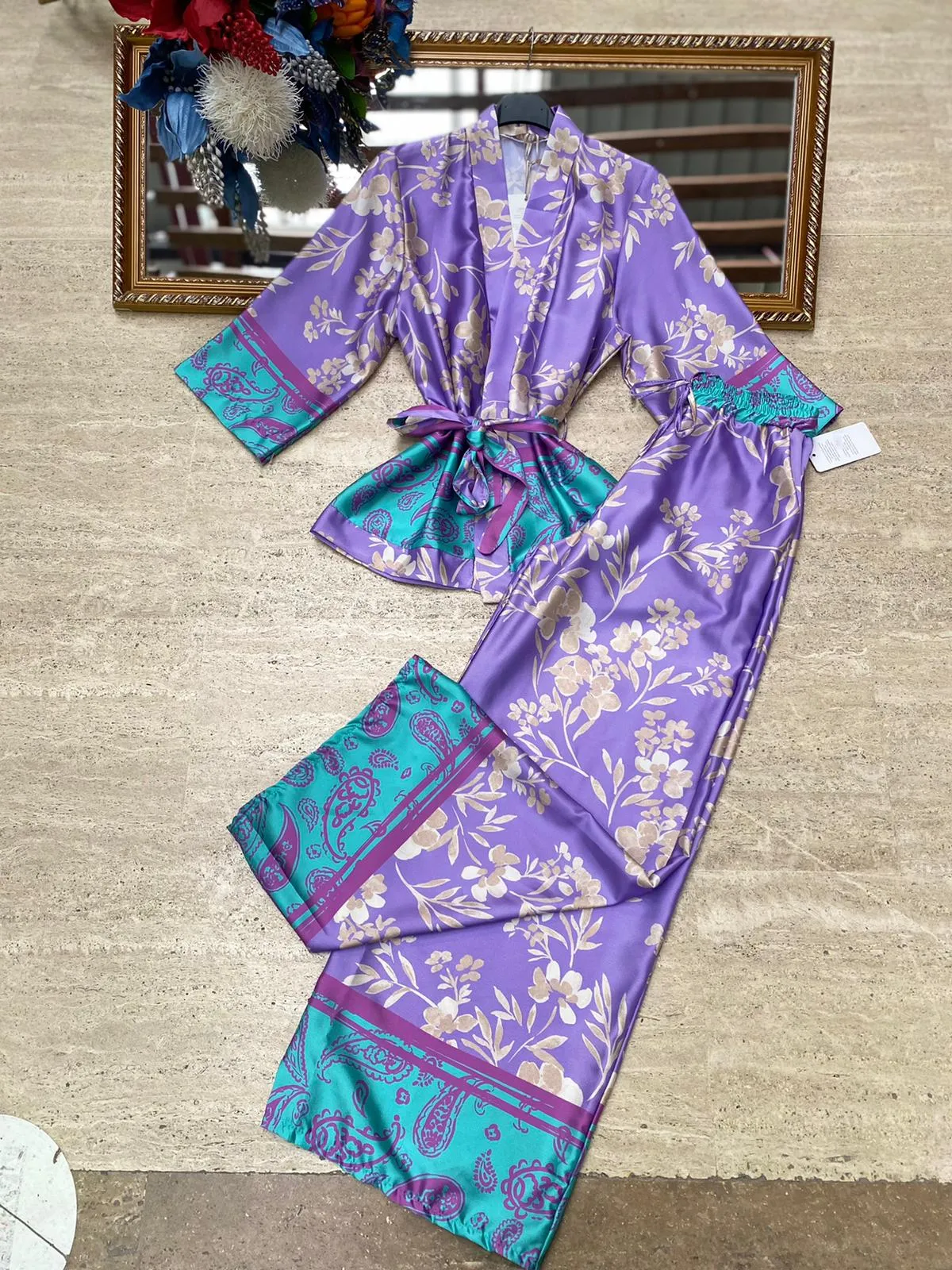 Full-length kimono pants